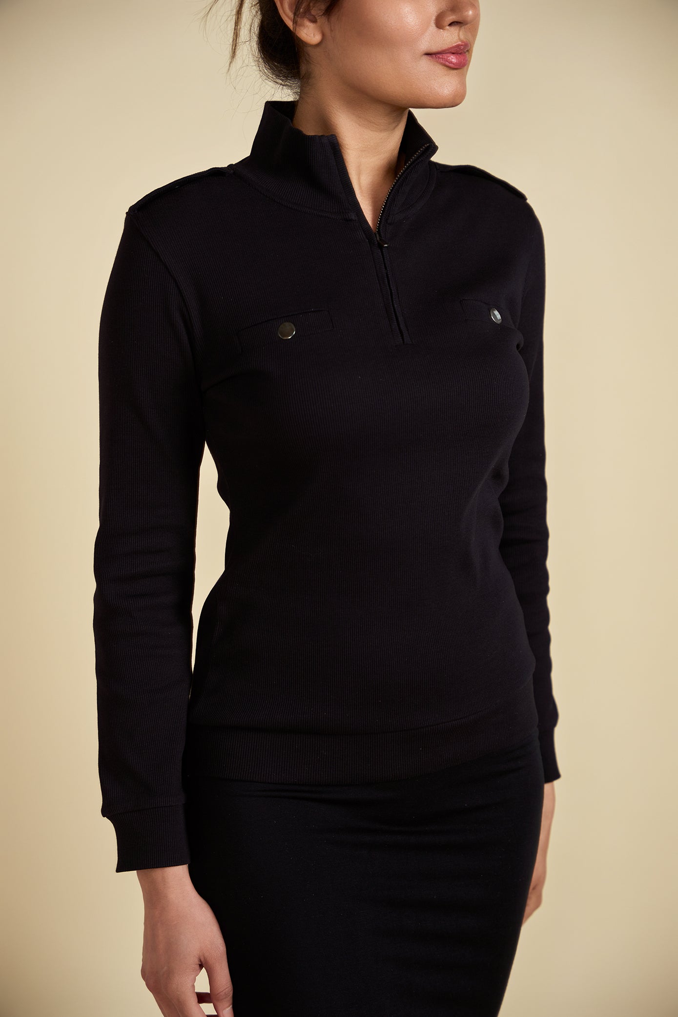 Ribbed Quarter Zip Top