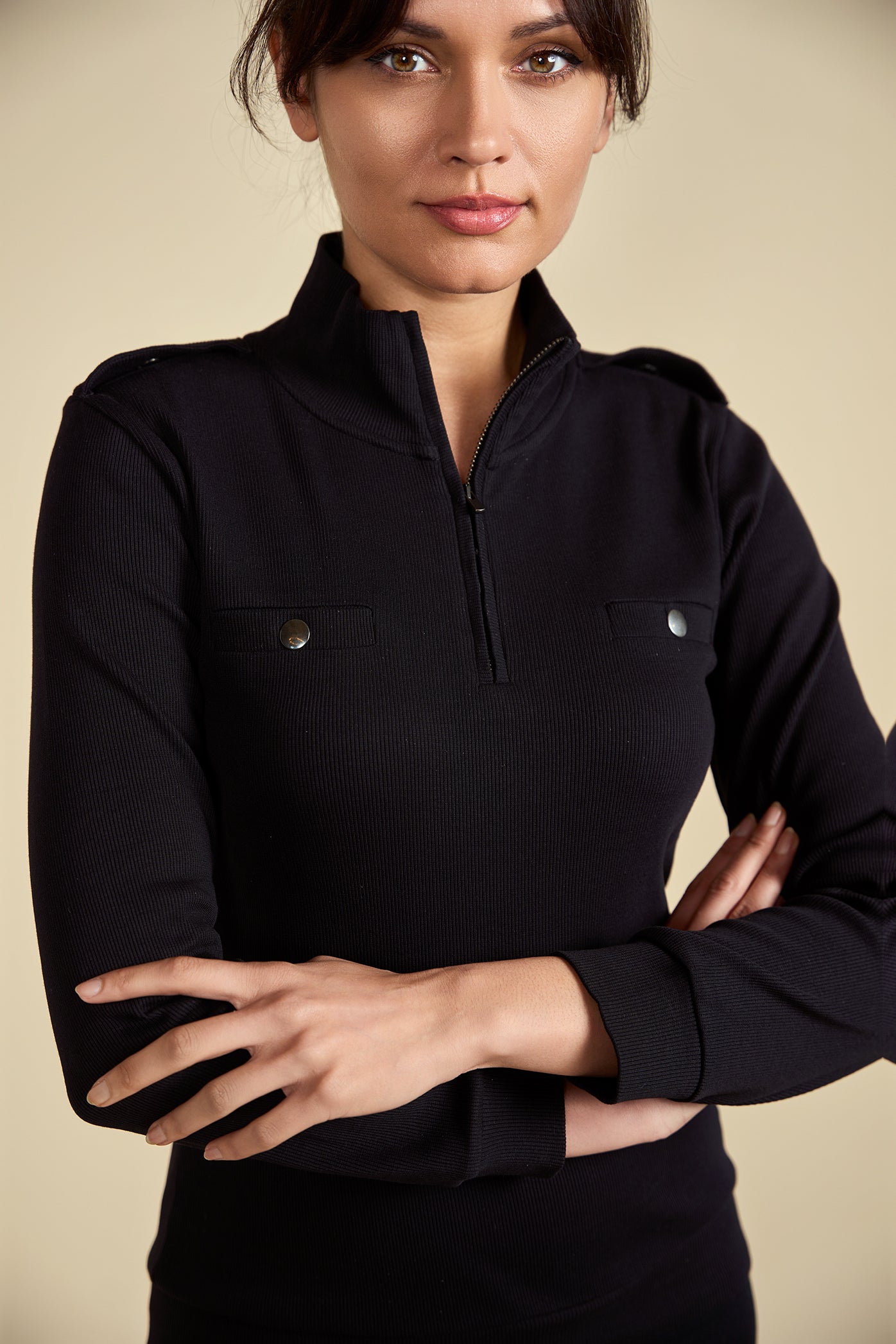 Ribbed Quarter Zip Top