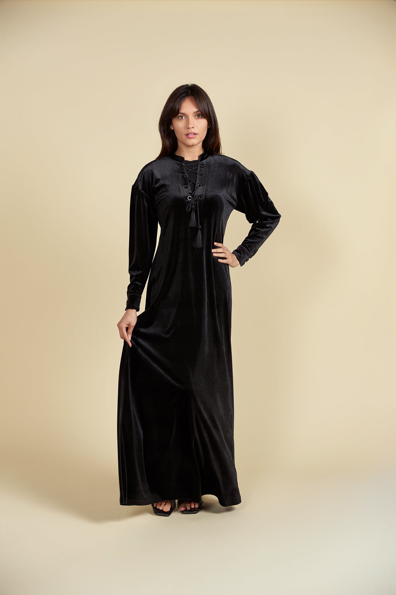 Velour Maxi Dress with Nursing Zippers