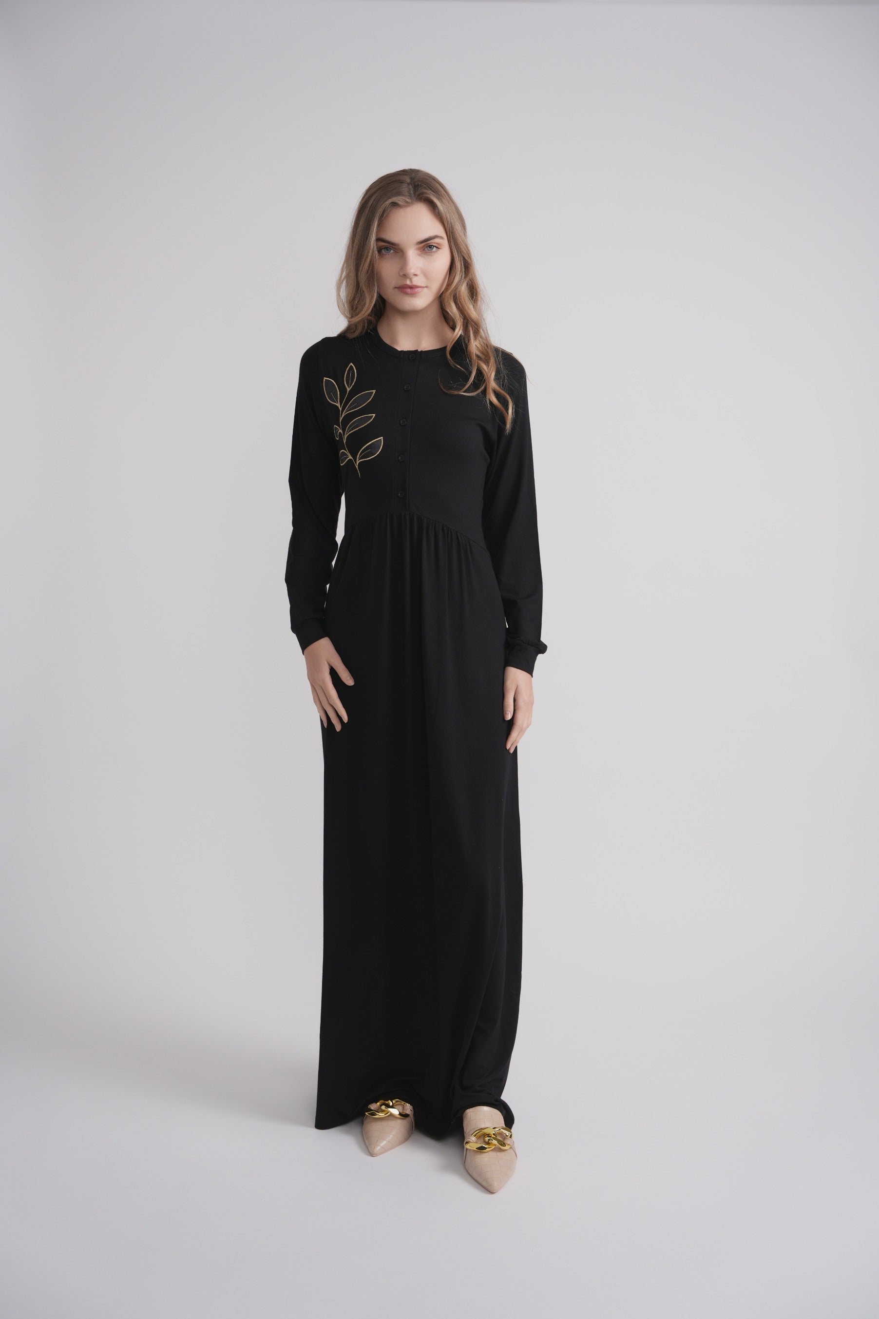 Gold Leaf Embroidered Nightgown