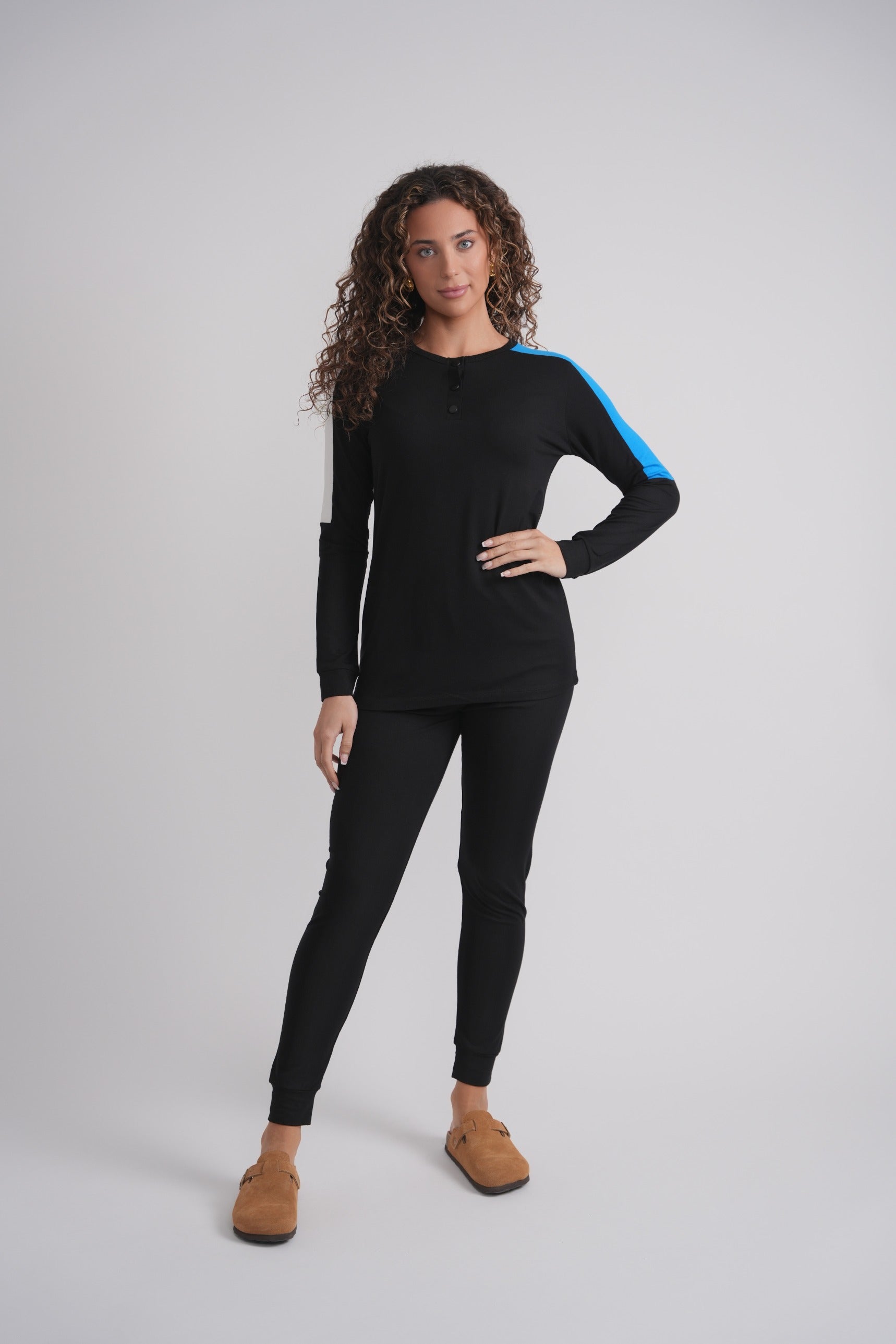 Colorblock Shoulder Pajamas