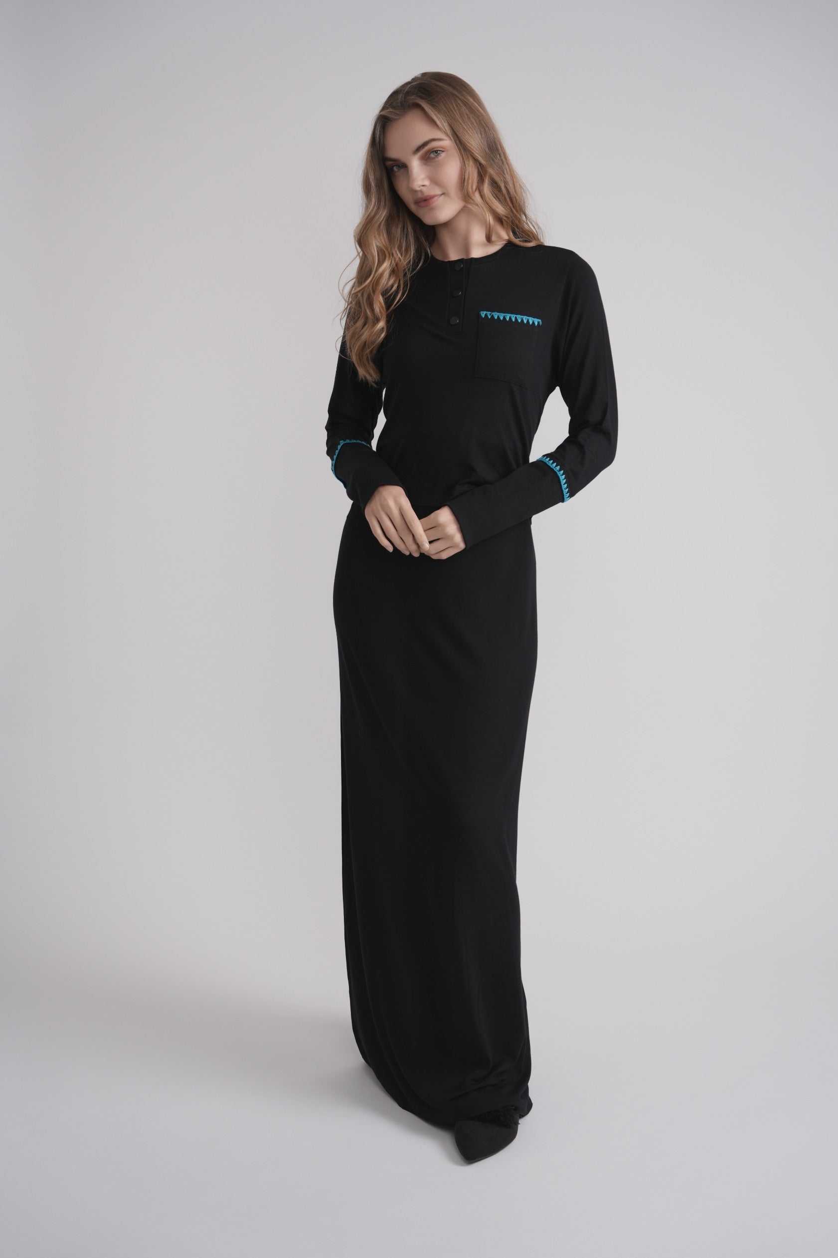 Embroidered Stitch Nursing Nightgown