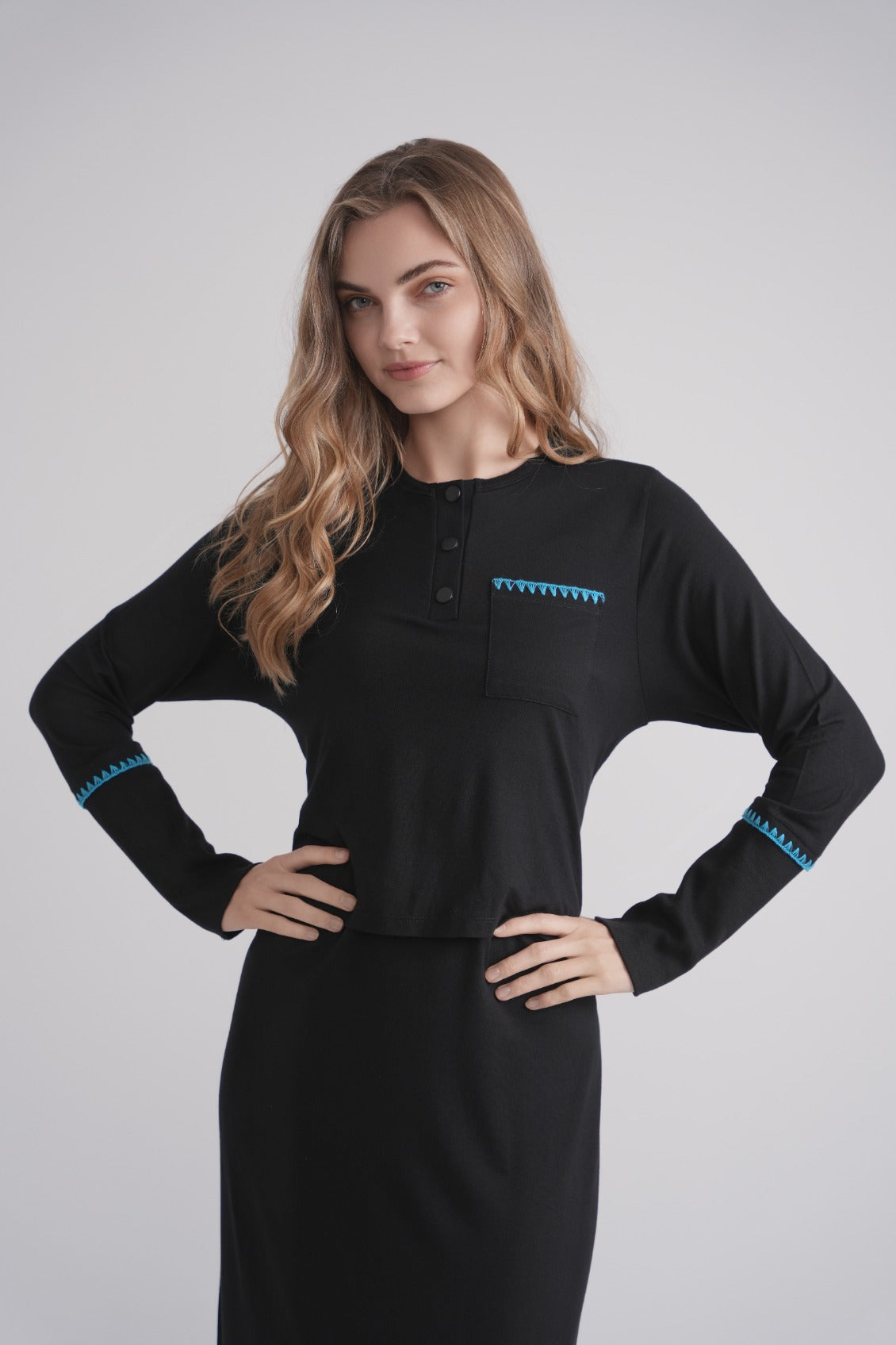Embroidered Stitch Nursing Nightgown