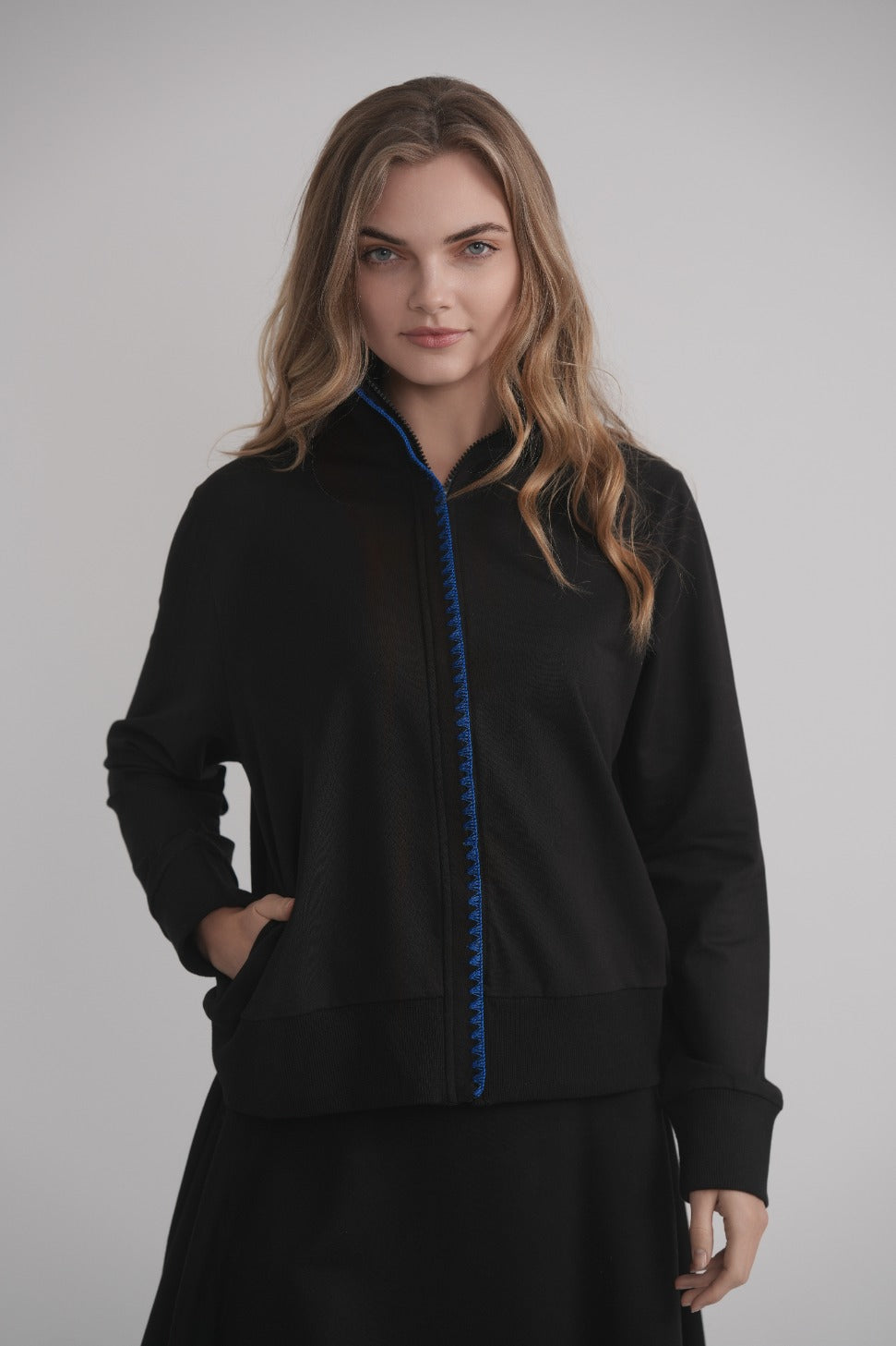 High Neck With Cobalt Stitching