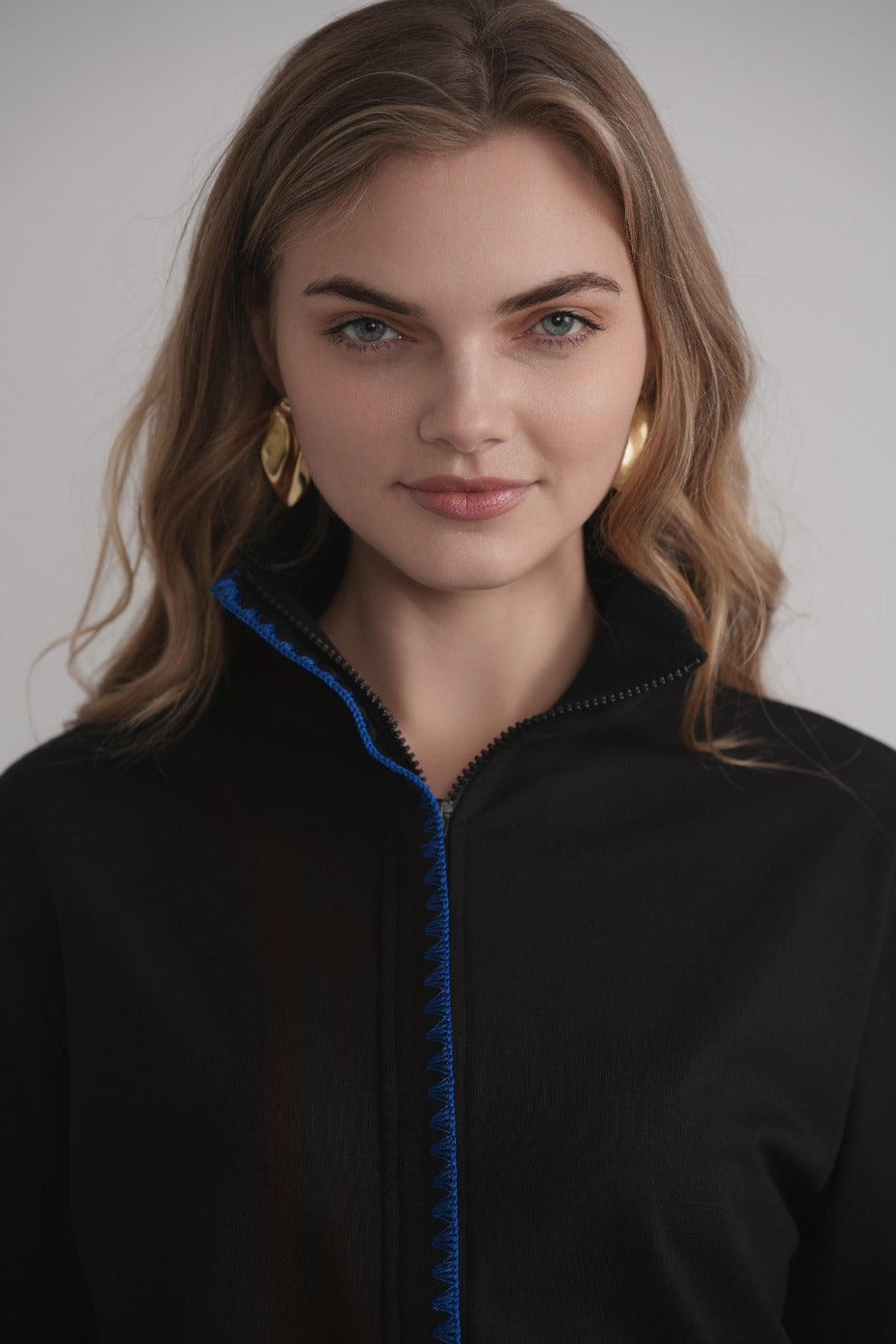 High Neck With Cobalt Stitching