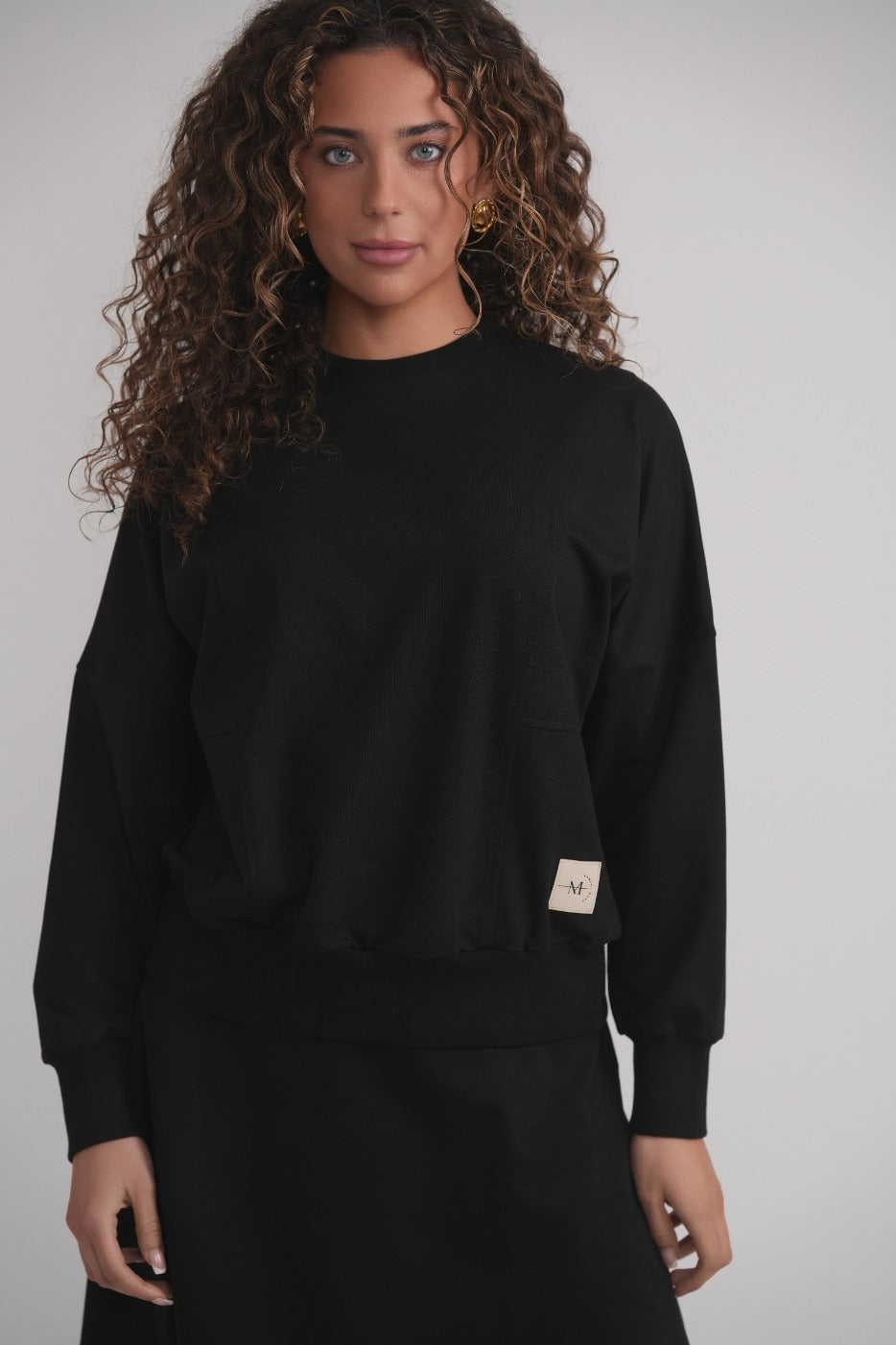 French Terry Sweatshirt with Logo - Black