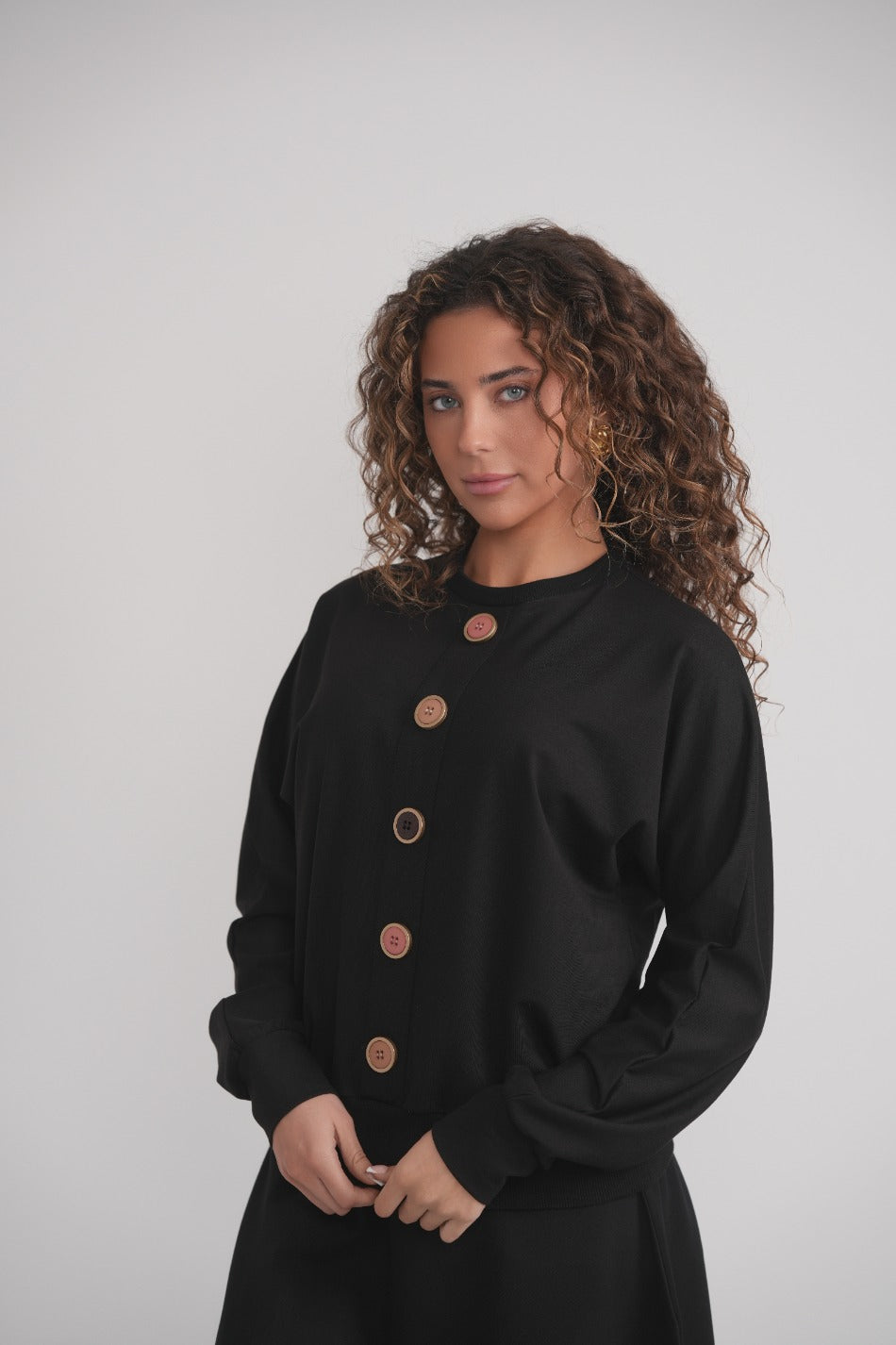 French Terry Button Sweatshirt