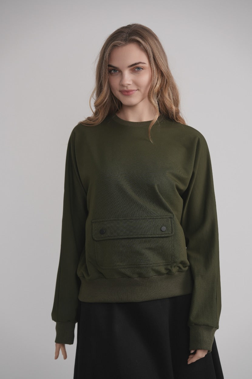 Front Pocket Sweatshirt - Khaki