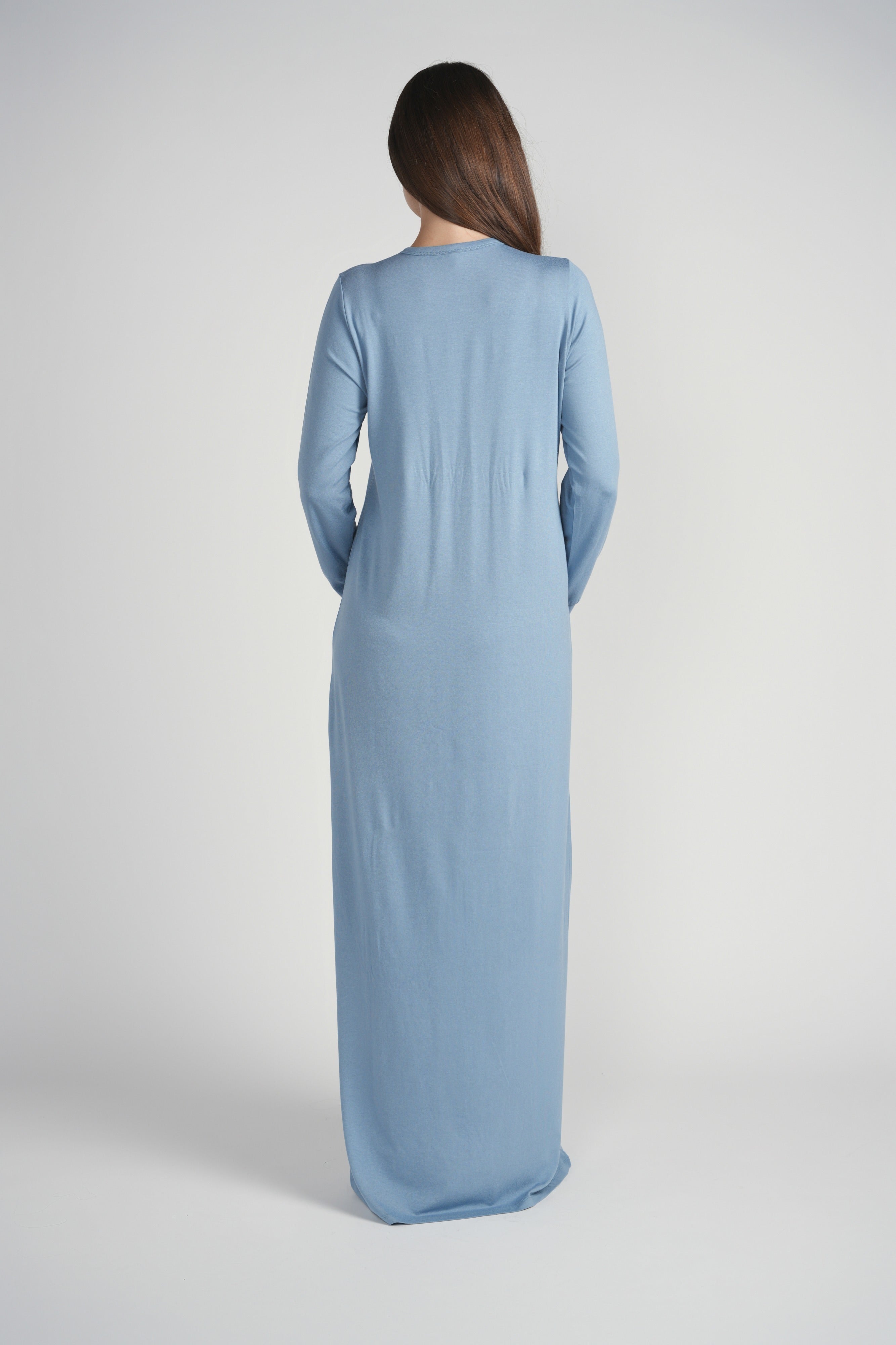 Flower Detail Button Nightgown- Blue