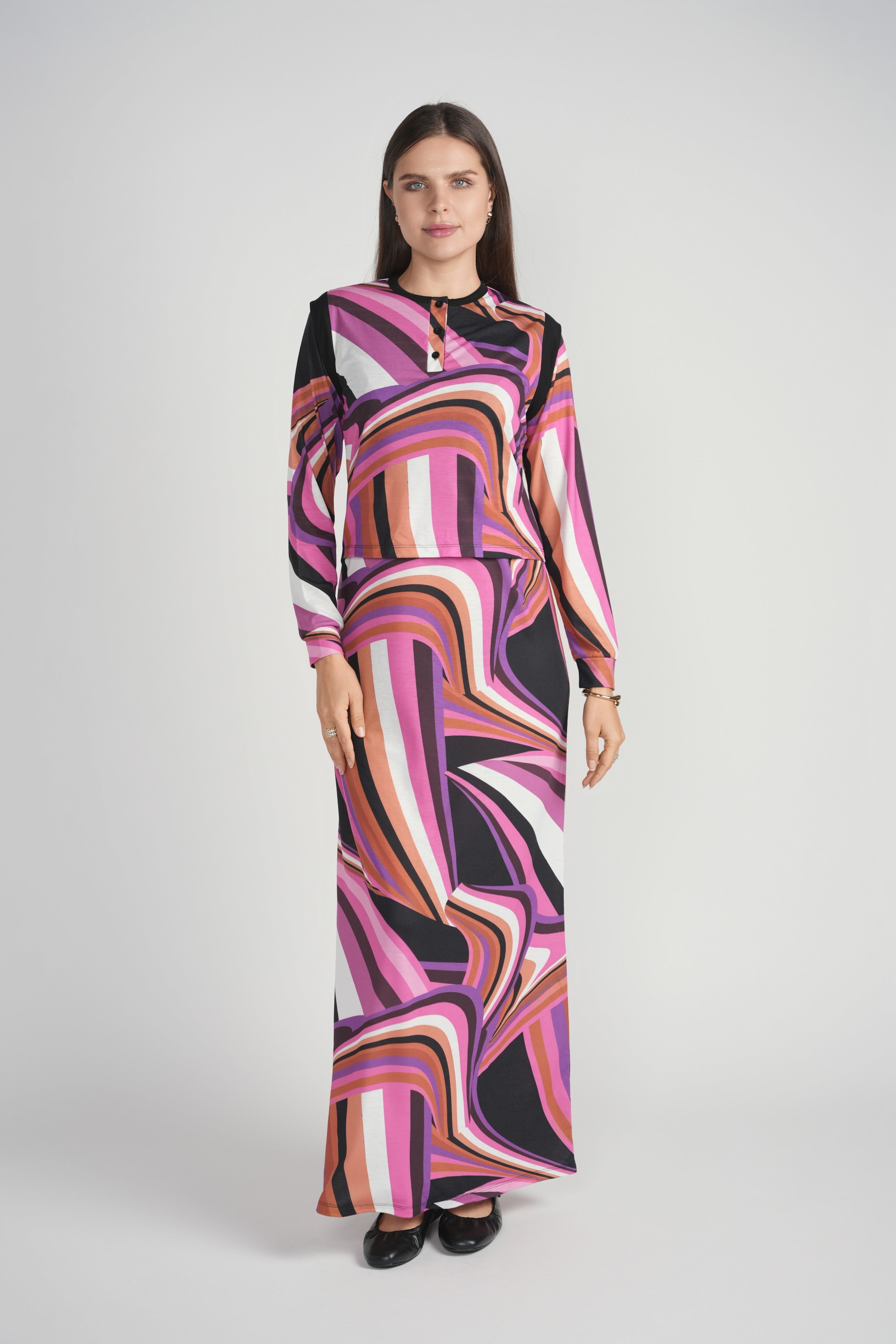 Detail Print Nursing Nightgown- Pink