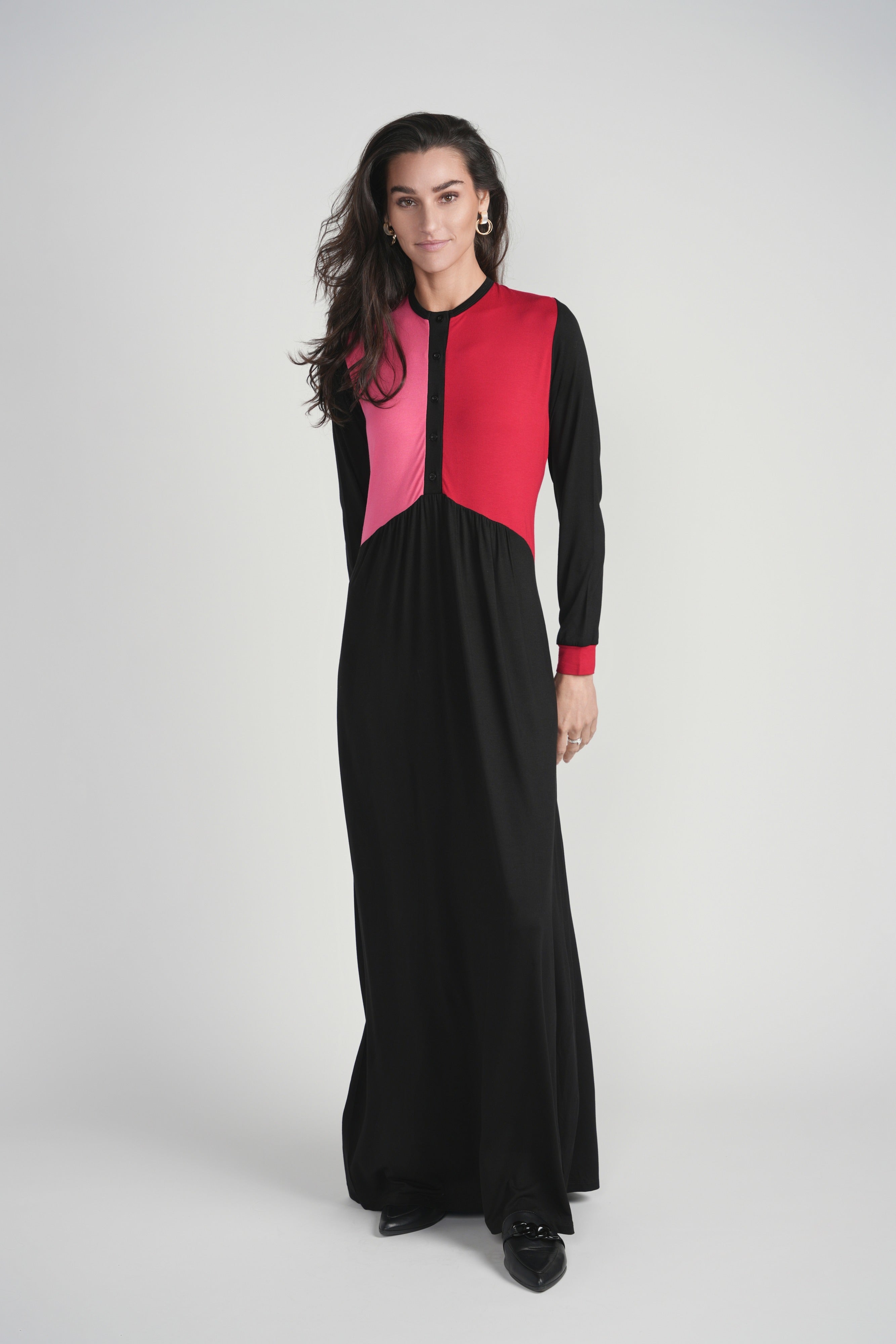 Colorblock Button Nightgown