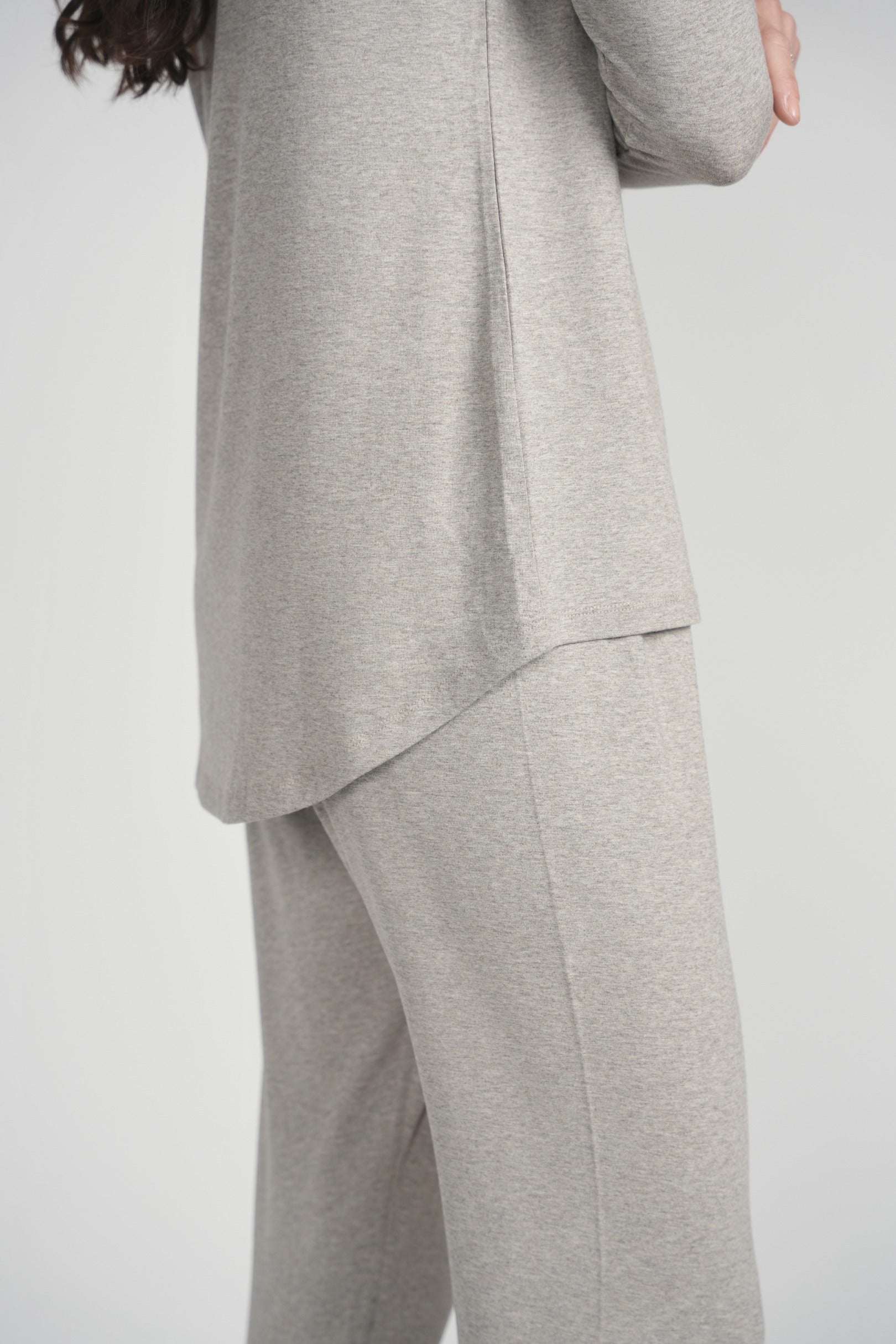 Yellow Detail Pajama- Grey