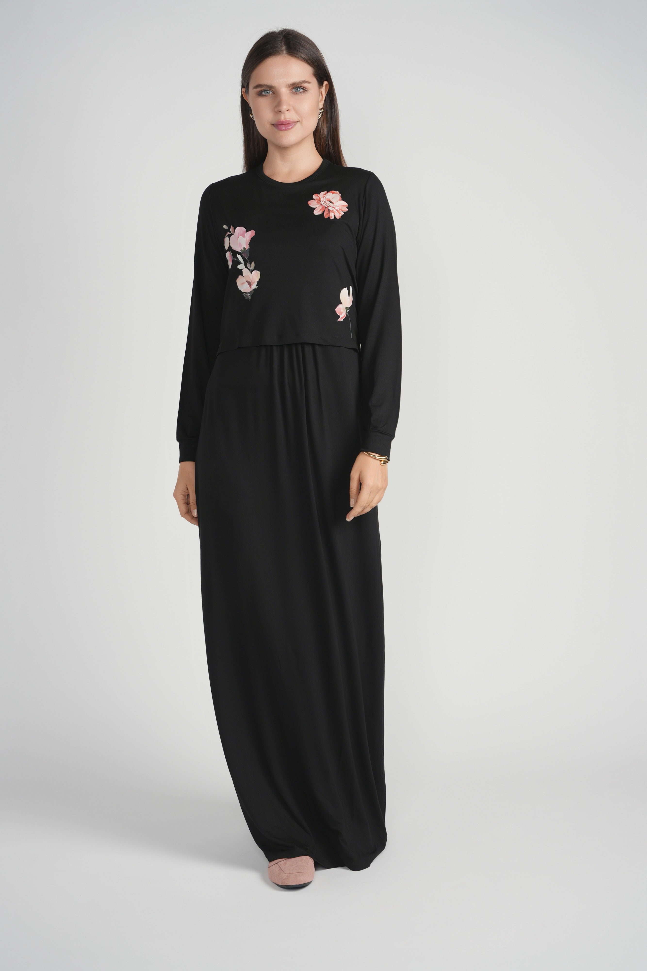 Floral Printed Nursing Nightgown