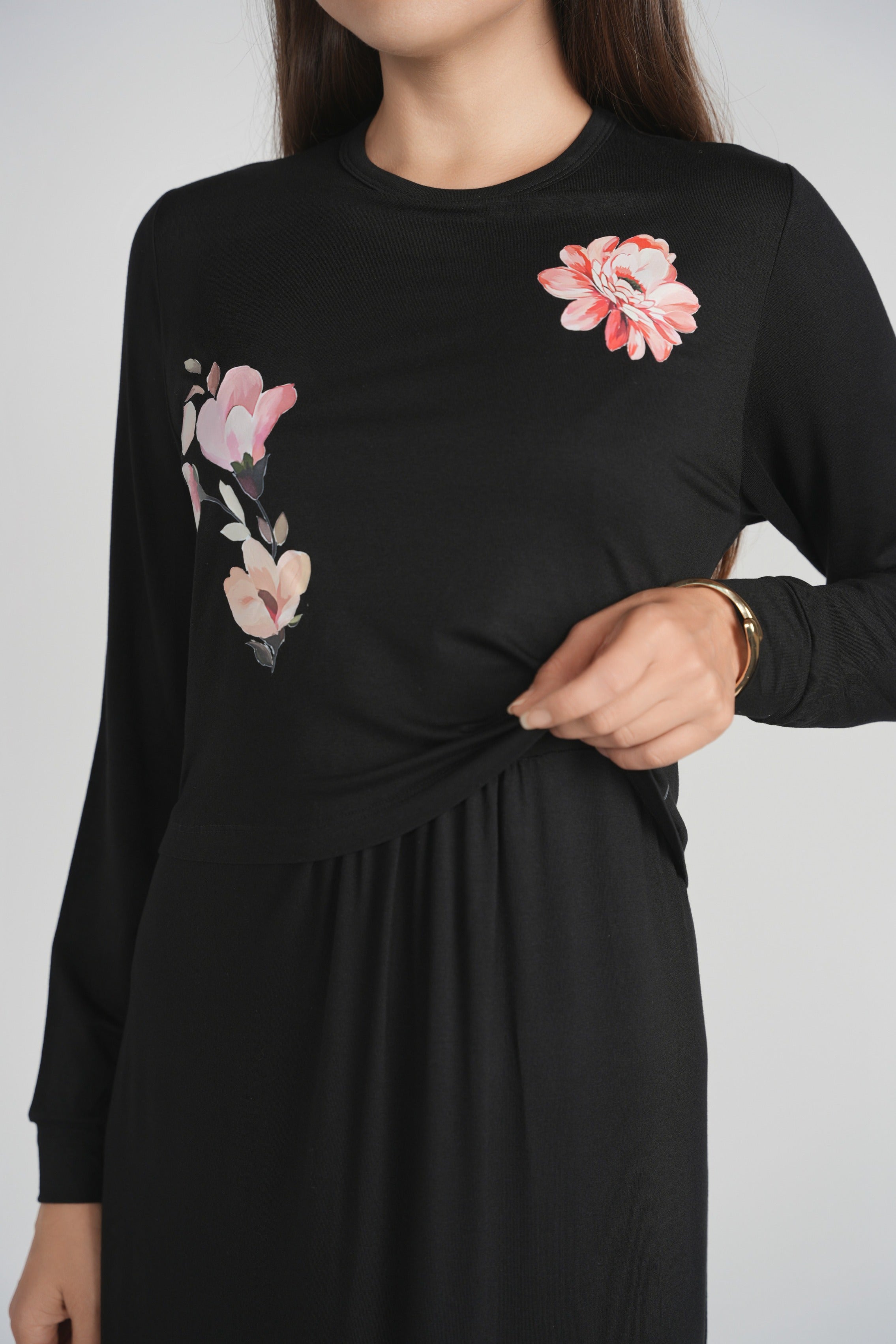 Floral Printed Nursing Nightgown