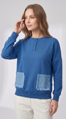 Frayed Pocket Dolman - Cobalt