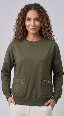 Horsebit Pocket Sweatshirt - Khaki