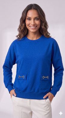 Horsebit Pocket Sweatshirt - Cobalt
