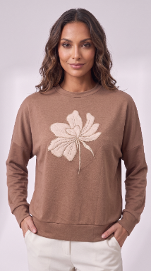 Felt Design Sweatshirt - Mocha