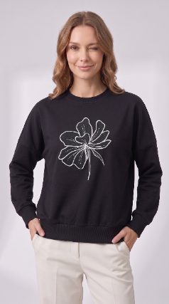 Felt Design Sweatshirt - Black