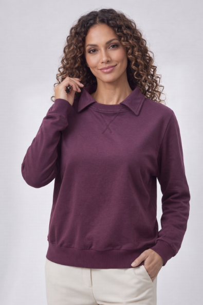 Collar Sweatshirt - Plum