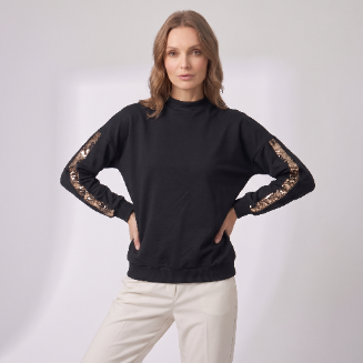 Nailhead Oversized Sweat -Black