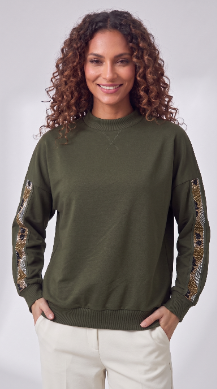 Nailhead Oversized Sweat -Khaki