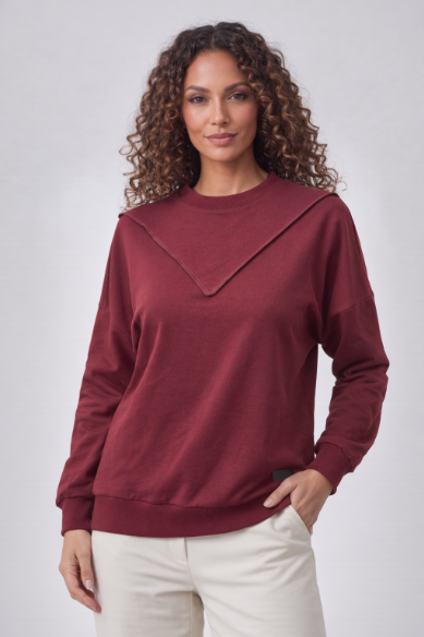 Reversed Stitch Oversized Sweat - Wine