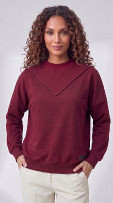 Reversed Stitch Oversized Sweat - Wine