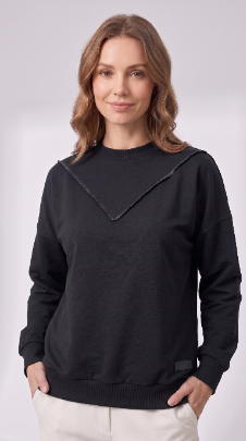 Reversed Stitch Oversized Sweat - Black