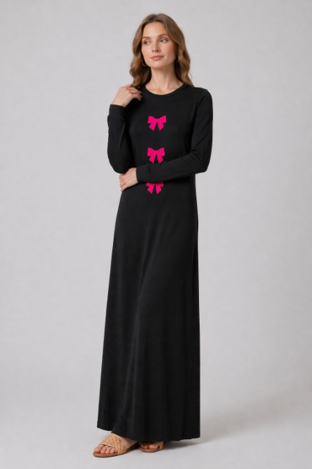 Bow Embroidered Design Nightgown
