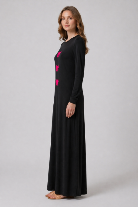 Bow Embroidered Design Nightgown