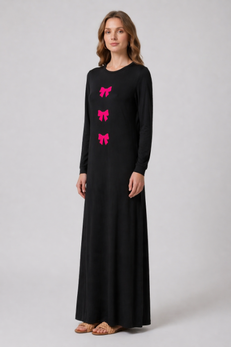 Bow Embroidered Design Nightgown