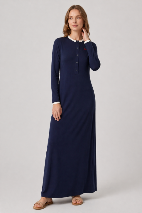 Cherry Stones Emblom Nightgown - Navy