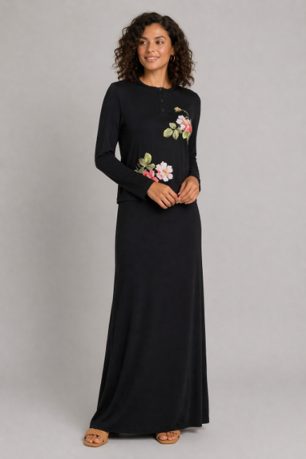Printed Flower Nursing Lounger - Black
