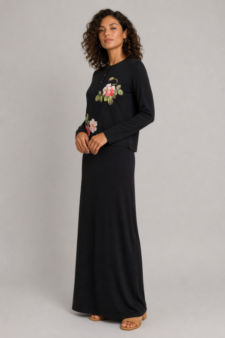 Printed Flower Nursing Lounger - Black