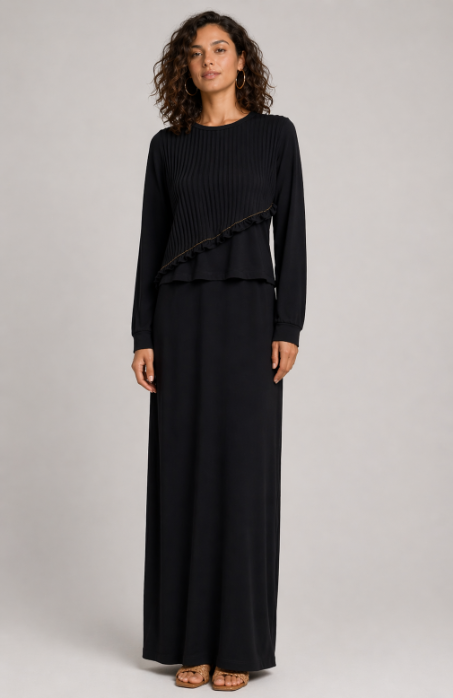 Ruffled Pleats Nursing Lounger  - Black