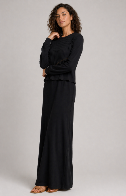 Ruffled Pleats Nursing Lounger  - Black