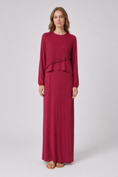 Ruffled Pleats Nursing Lounger  - Wine
