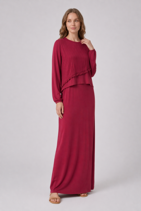 Ruffled Pleats Nursing Lounger  - Wine
