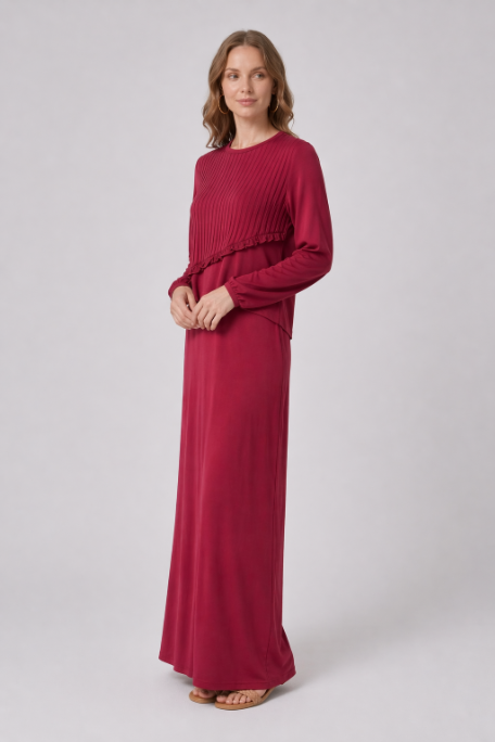 Ruffled Pleats Nursing Lounger  - Wine