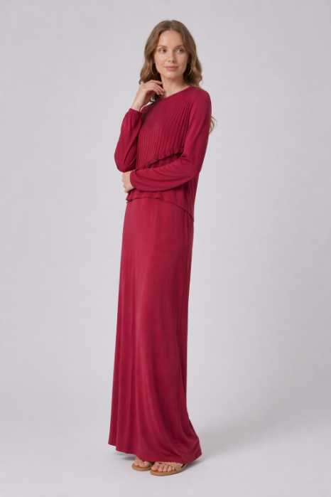 Ruffled Pleats Nursing Lounger  - Wine