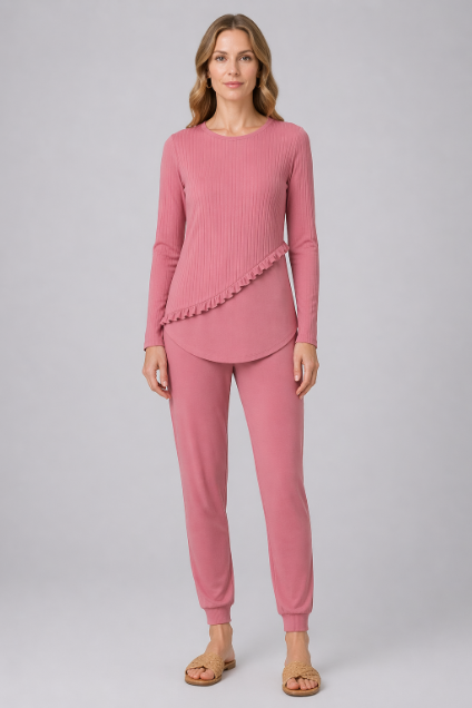 Ruffled Pleats Pajamas - Pink