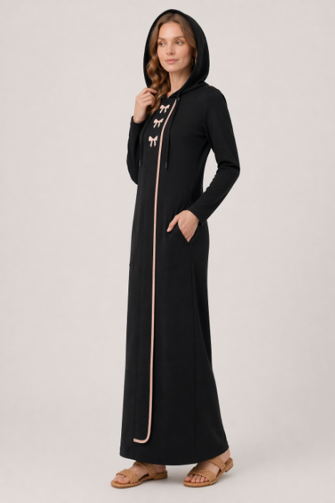 Embroidered Bow Morning Robe