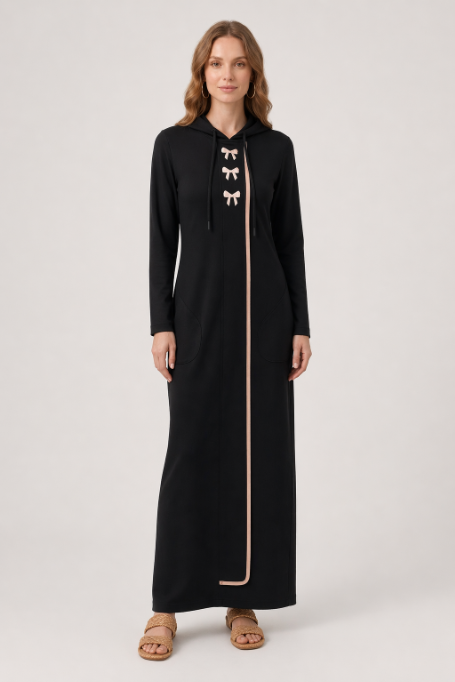 Embroidered Bow Morning Robe