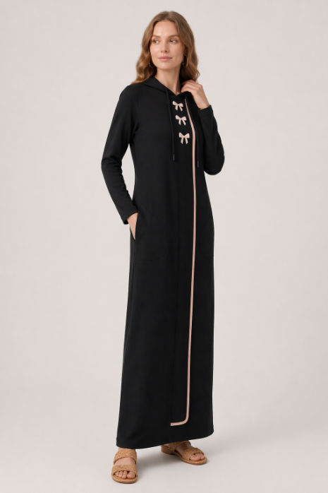 Embroidered Bow Morning Robe