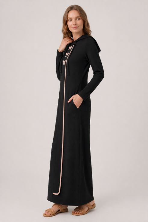 Embroidered Bow Morning Robe