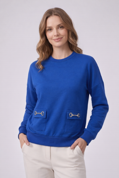 Horsebit Pocket Sweatshirt - Cobalt