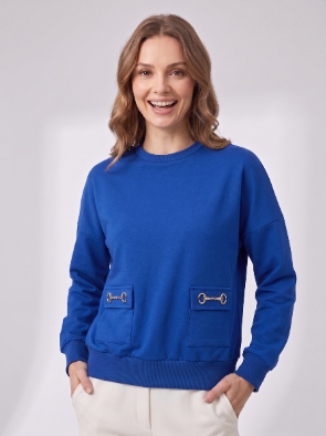 Horsebit Pocket Sweatshirt - Cobalt