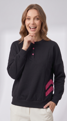 Shirling Design Sweatshirt - Black