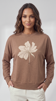 Felt Design Sweatshirt - Mocha